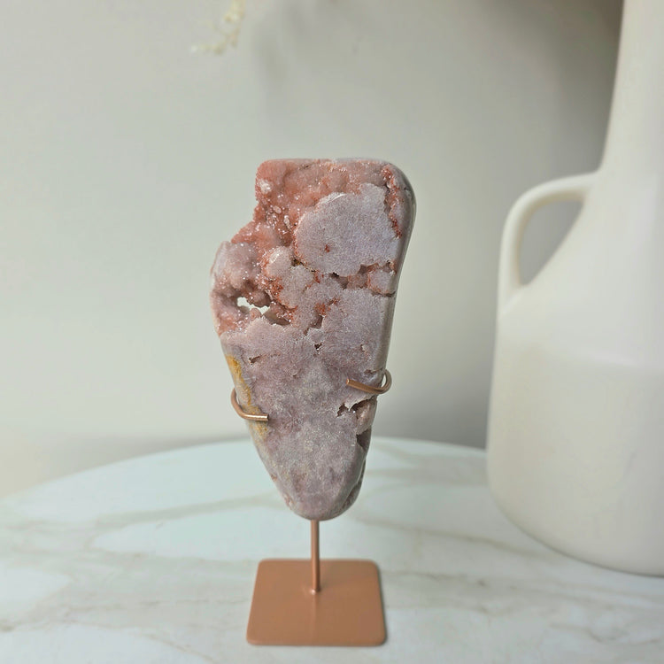 Pink Amethyst Crystal Slab Slice High Quality on Stand Brazil