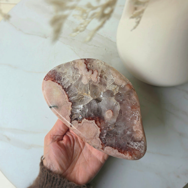 Pink Amethyst Crystal Slab Slice High Quality on Stand Brazil