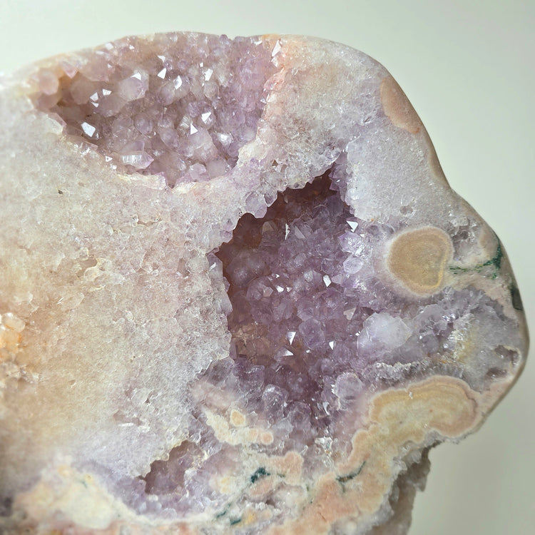 Lilac Pink Amethyst Crystal Slab Slice High Quality on Stand Brazil