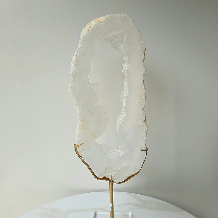 White Agate Crystal Portal with Cluster Druzy Brazil High Quality Statement