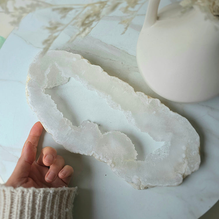 White Agate Crystal Portal with Cluster Druzy Brazil High Quality Statement