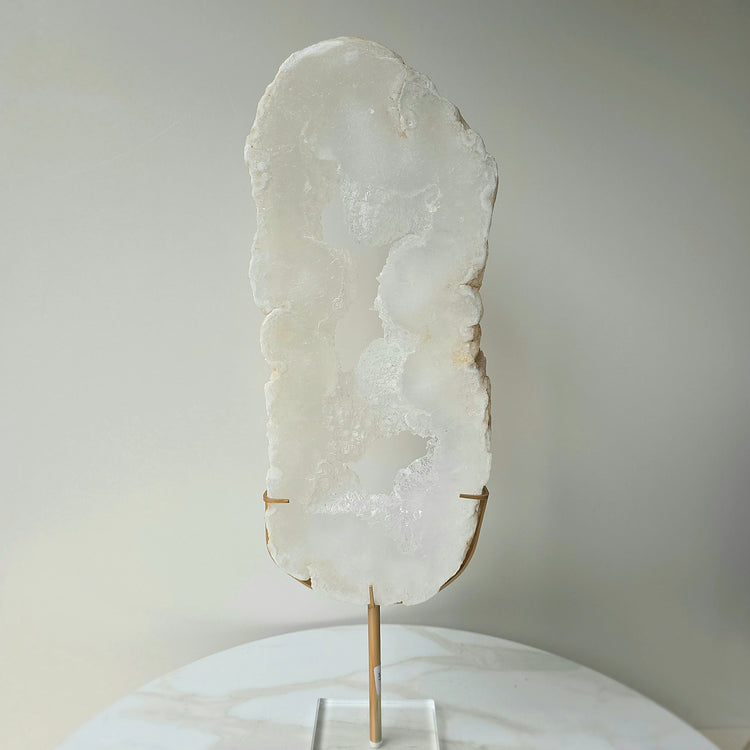 White Agate Crystal Portal with Cluster Druzy Brazil High Quality Statement