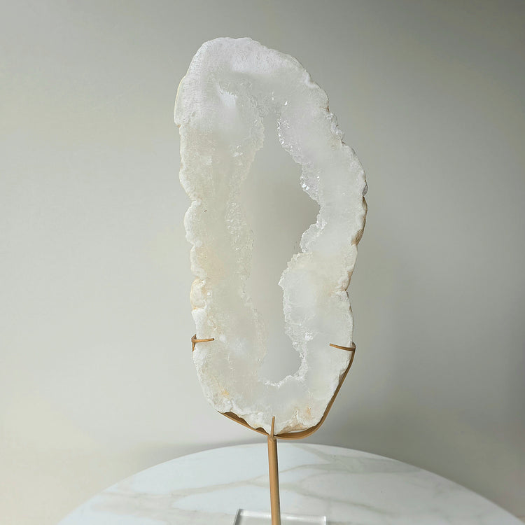 White Agate Crystal Portal with Cluster Druzy Brazil High Quality Statement