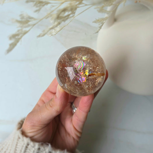 Smokey Quartz Rainbow Crystal Sphere High Quality Brazil