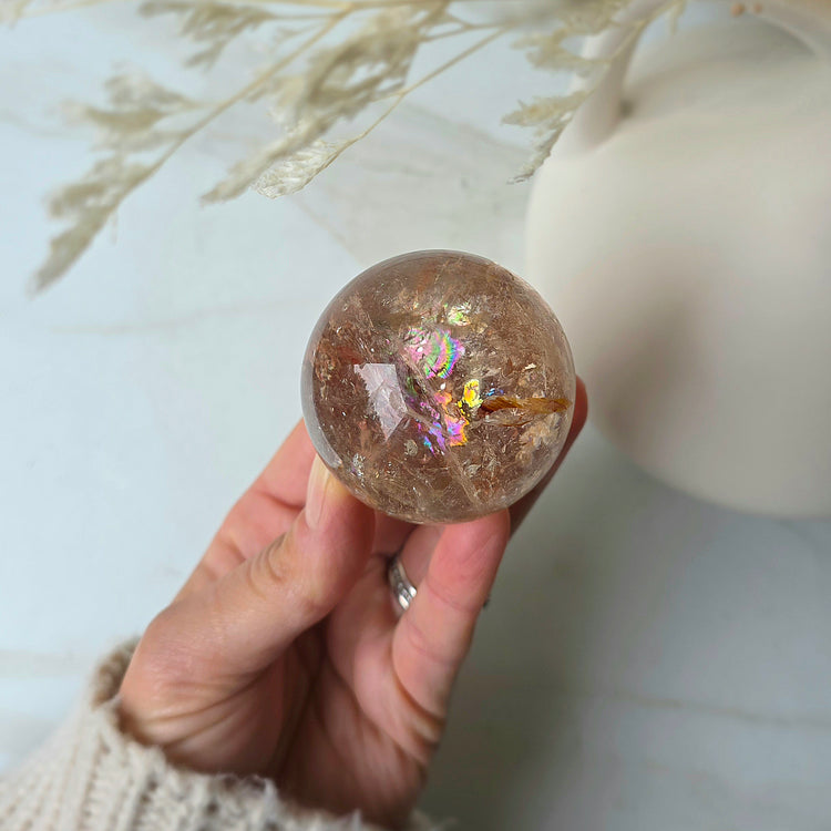 Smokey Quartz Rainbow Crystal Sphere High Quality Brazil
