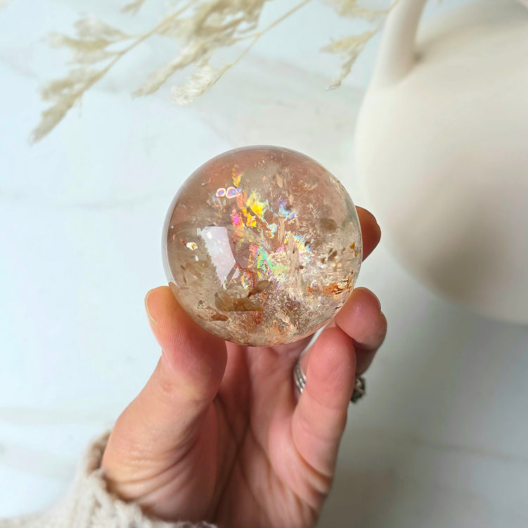 Smokey Quartz Rainbow Crystal Sphere High Quality Brazil
