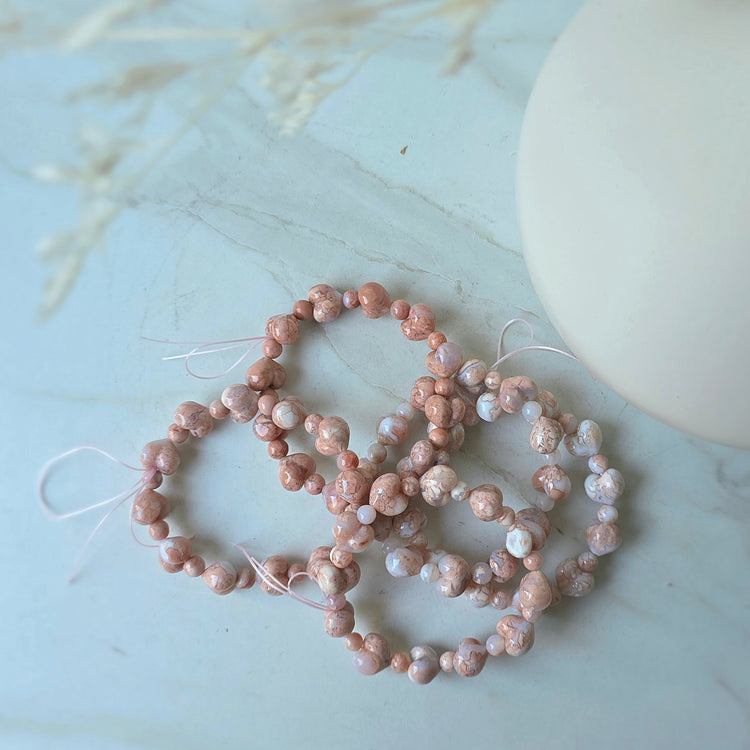 Flower Agate Crystal Heart Bead Bracelet High Quality
