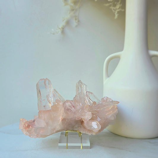 Pink Himalayan Samadhi Lemurian Quartz Statement Crystal High Quality Collectors Piece India