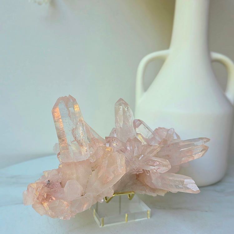Pink Himalayan Samadhi Lemurian Quartz Statement Crystal High Quality Collectors Piece India