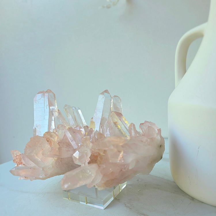 Pink Himalayan Samadhi Lemurian Quartz Statement Crystal High Quality Collectors Piece India