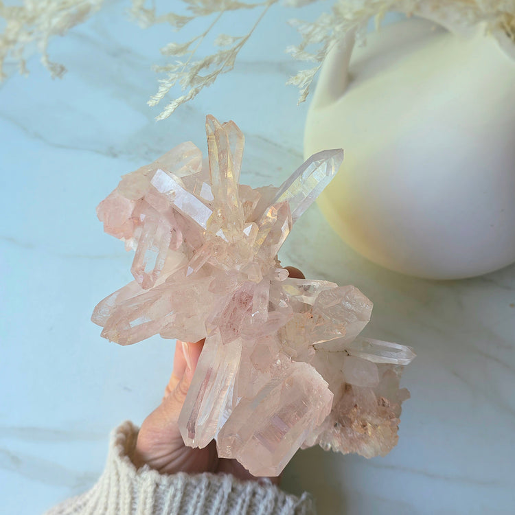 Pink Himalayan Samadhi Lemurian Quartz Statement Crystal High Quality Collectors Piece India