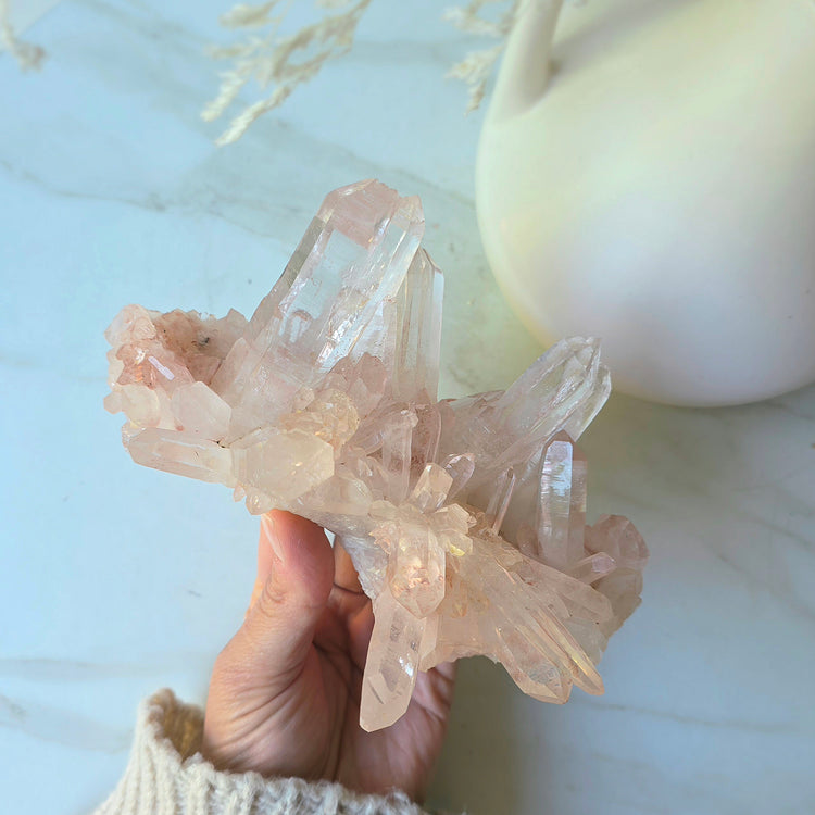 Pink Himalayan Samadhi Lemurian Quartz Statement Crystal High Quality Collectors Piece India