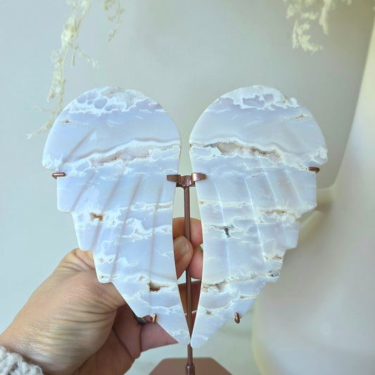 White Plume Agate Crystal Angel Wings High Quality Indonesia