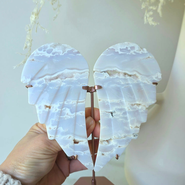 White Plume Agate Crystal Angel Wings High Quality Indonesia