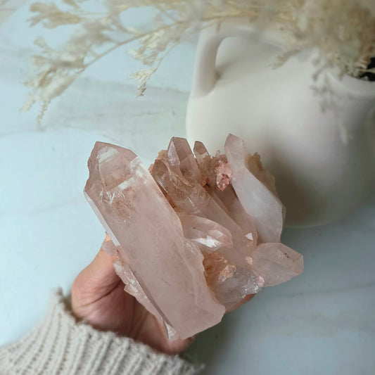 Pink Himalayan Samadhi Lemurian Quartz Crystal Collectors Piece High Quality India Large
