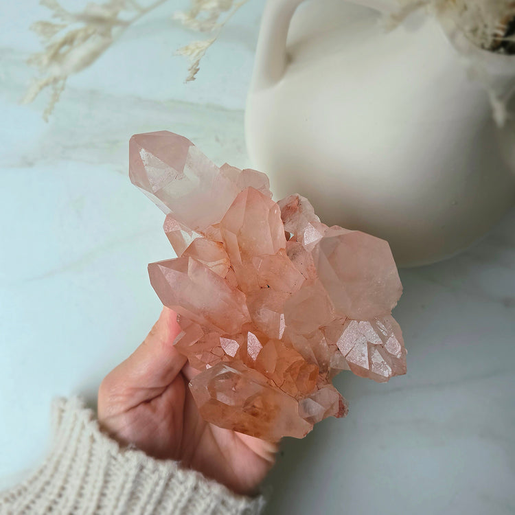 Pink Himalayan Samadhi Lemurian Quartz Crystal Collectors Piece High Quality India Large