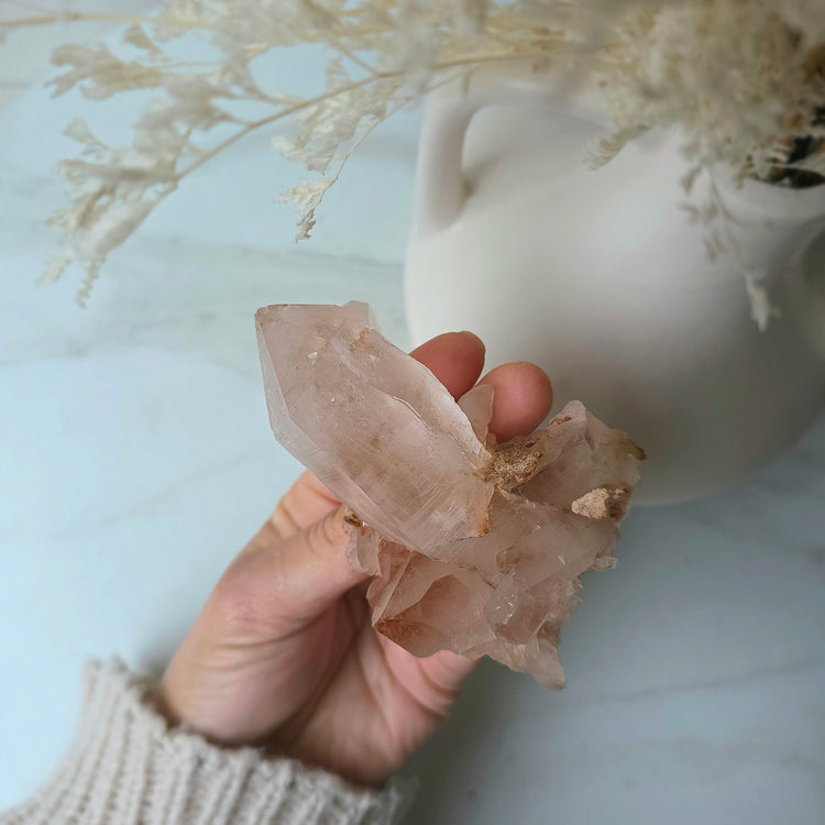 Pink Himalayan Samadhi Lemurian Quartz Crystal High Quality India Small