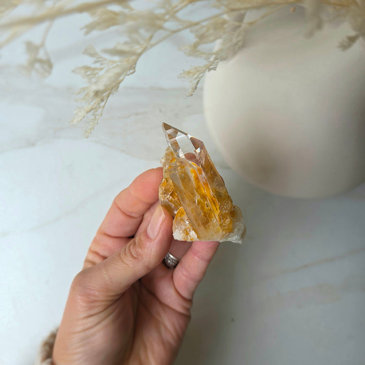 Rare Golden Columbian Lemurian Quartz Crystal Cluster AAA Collectors Piece