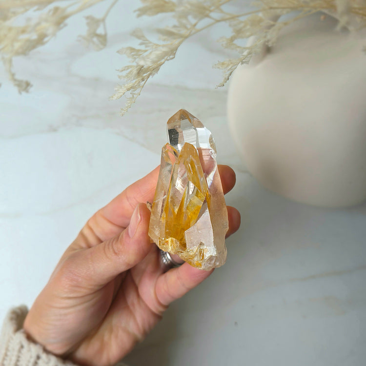 Rare Golden Columbian Lemurian Quartz Crystal Cluster AAA Collectors Piece