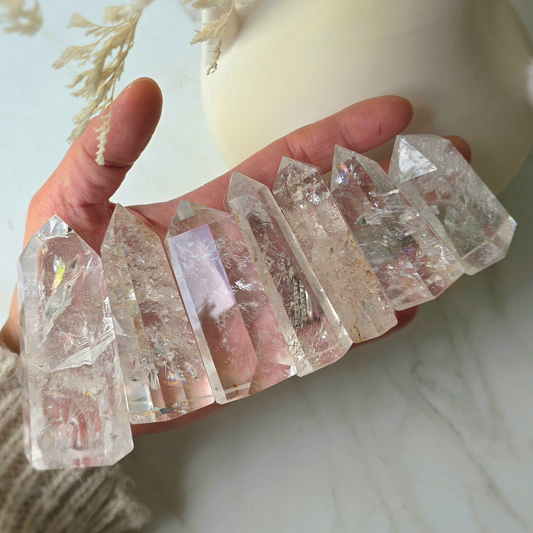 Clear Quartz Crystal Rainbow Point High Quality Large Brazil