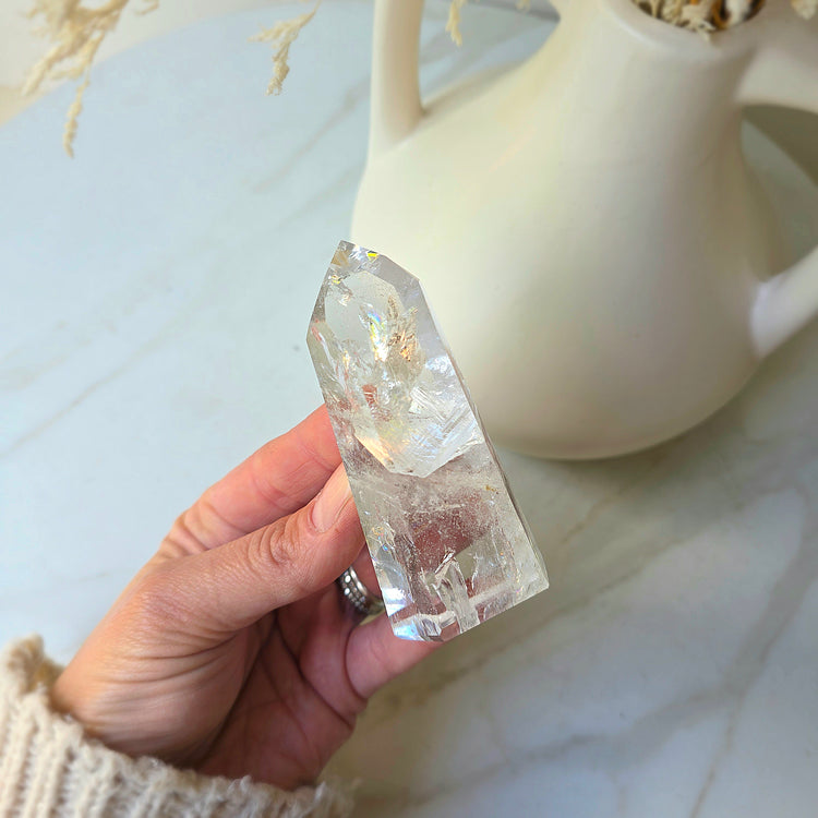 Clear Quartz Crystal Rainbow Point High Quality Large Brazil