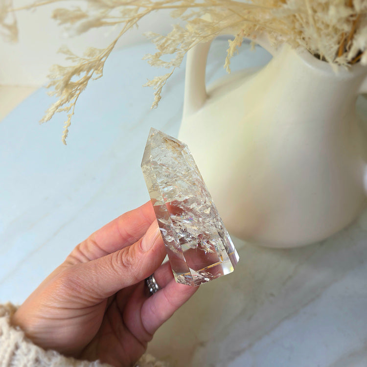 Clear Quartz Crystal Rainbow Point High Quality Large Brazil