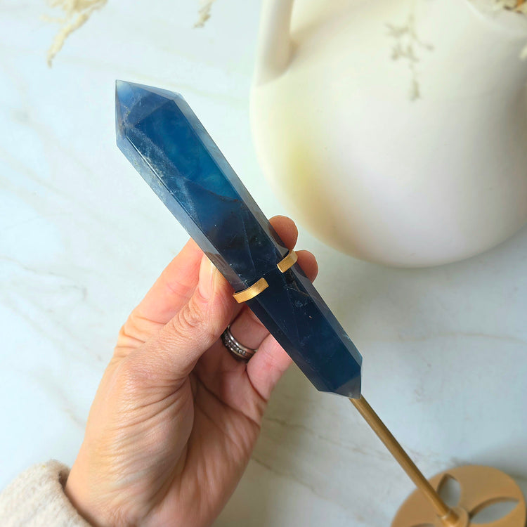 Blue Fluorite Crystal Wand on Stand China
