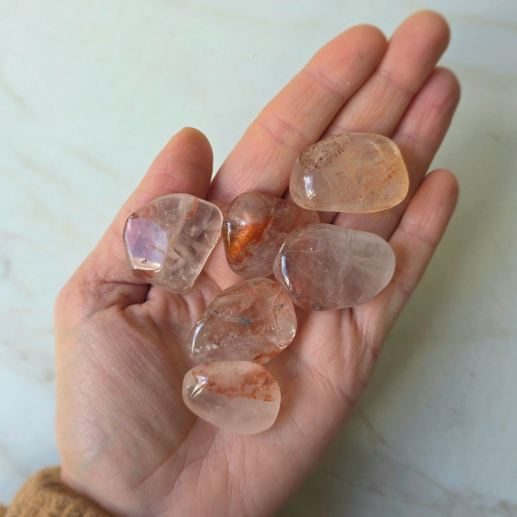 Fire Quartz Crystal Hematoid Quartz Crystal Tumbled Stone