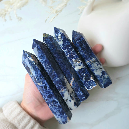 Sodalite Crystal Tower Point Obelisk High Quality Brazil
