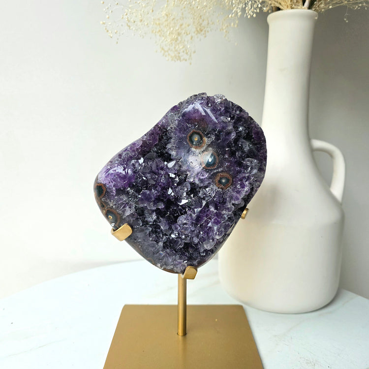 Amethyst Crystal with Stalactites High Quality on Stand