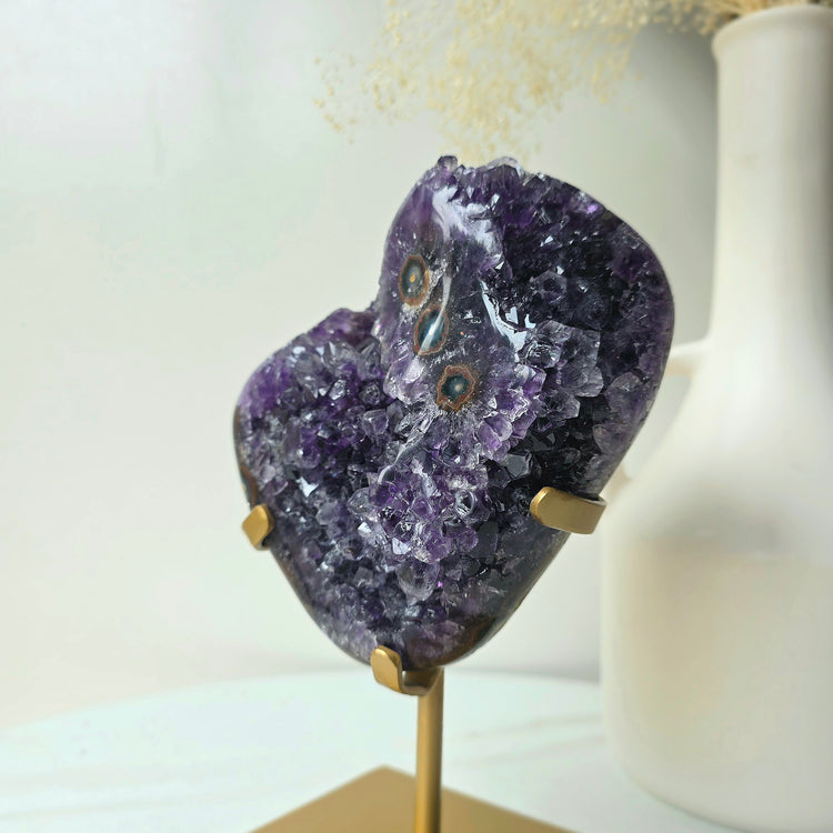 Amethyst Crystal with Stalactites High Quality on Stand