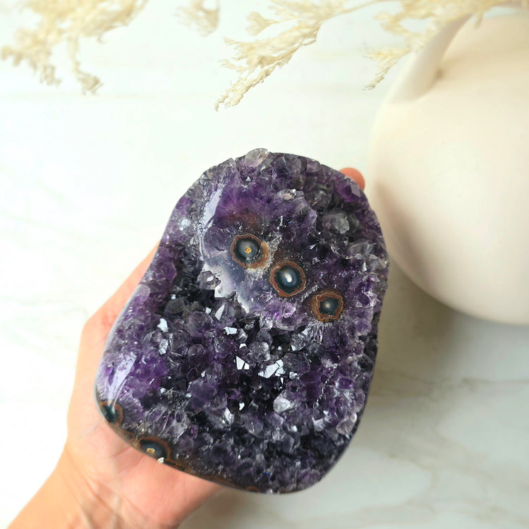 Amethyst Crystal with Stalactites High Quality on Stand