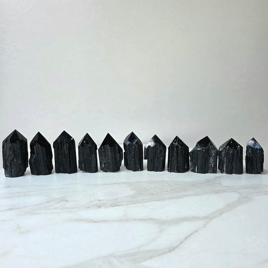 Black Tourmaline Crystal Rough Point Brazil High Quality