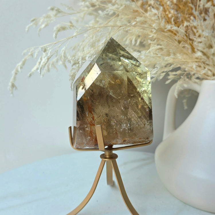 Natural Rainbow Citrine Crystal Polished Point Collectors Grade High Quality Brazil