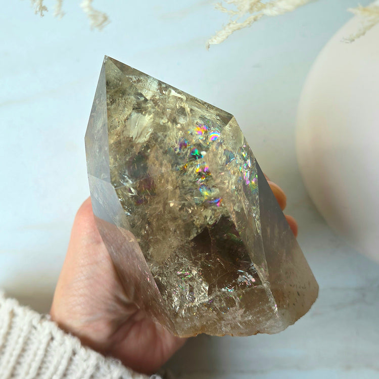Natural Rainbow Citrine Crystal Polished Point Collectors Grade High Quality Brazil