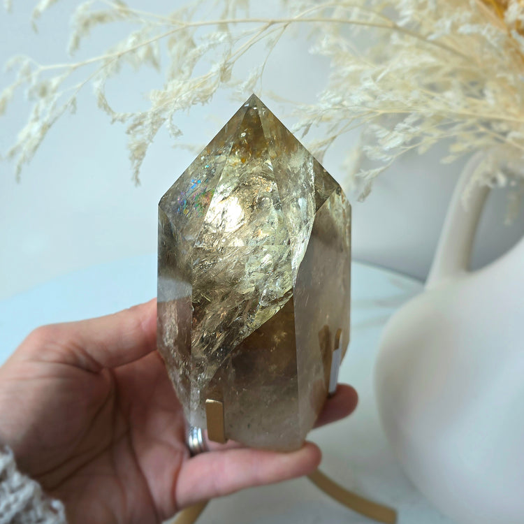 Natural Rainbow Citrine Crystal Polished Point Collectors Grade High Quality Brazil