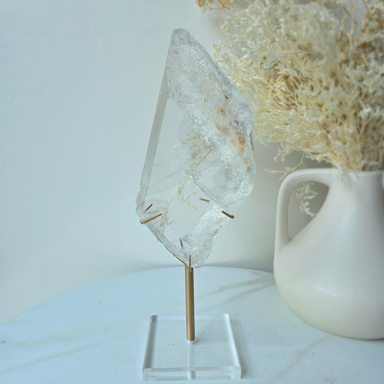 Selenite Polished Slab Slice on Stand High Quality Mexico