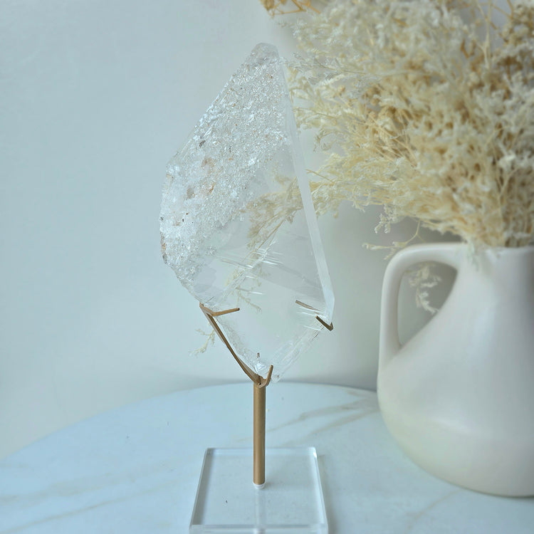 Selenite Polished Slab Slice on Stand High Quality Mexico