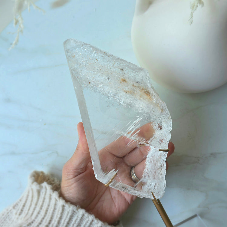 Selenite Polished Slab Slice on Stand High Quality Mexico