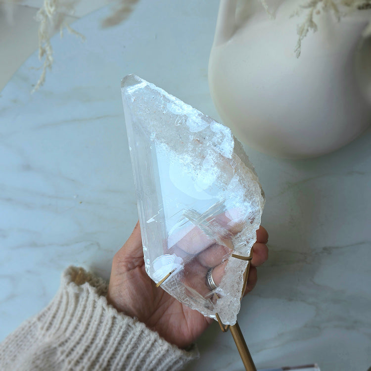 Selenite Polished Slab Slice on Stand High Quality Mexico