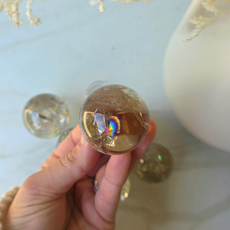 Natural Champaign Citrine Crystal Polished Sphere High Quality Brazil