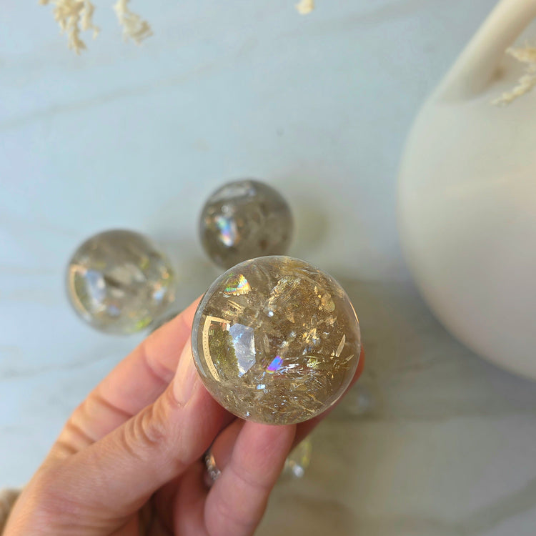 Natural Champaign Citrine Crystal Polished Sphere High Quality Brazil