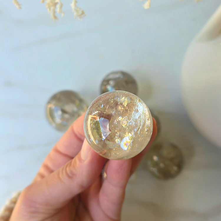 Natural Champaign Citrine Crystal Polished Sphere High Quality Brazil