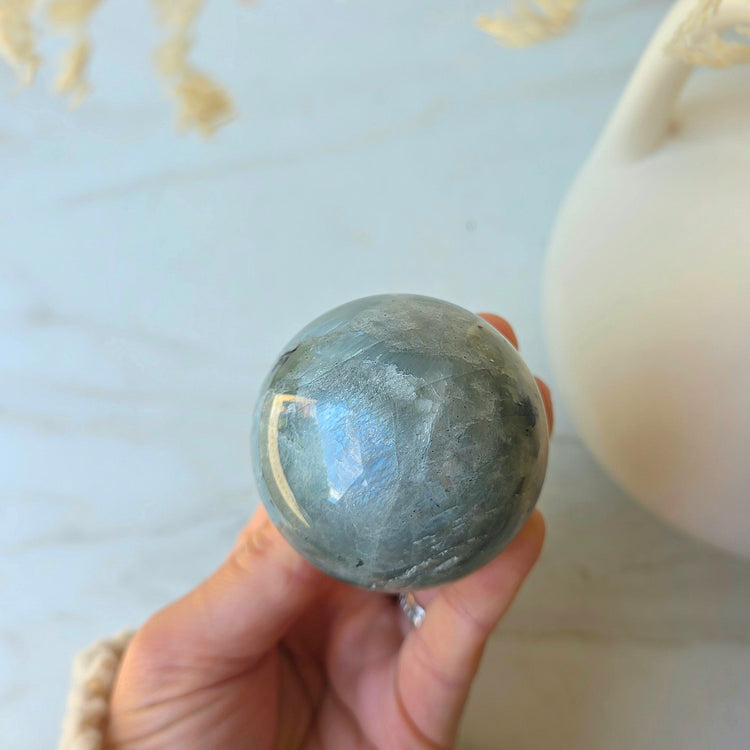 Green Moonstone Crystal Sphere High Quality on Stand