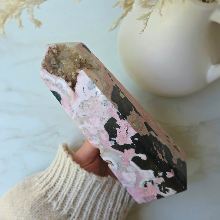 Rhodonite Crystal Tower Point Obelisk High Quality Peru