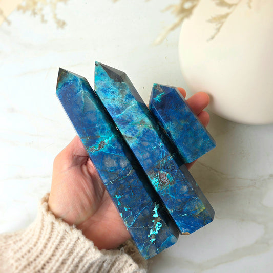Chrysocolla Crystal Phoenix Stone Crystal Tower Point Obelisk High Quality