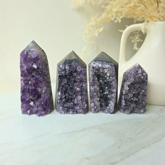 Amethyst Crystal Cluster Tower Point Obelisk Brazil