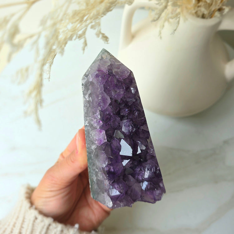 Amethyst Crystal Cluster Tower Point Obelisk Brazil