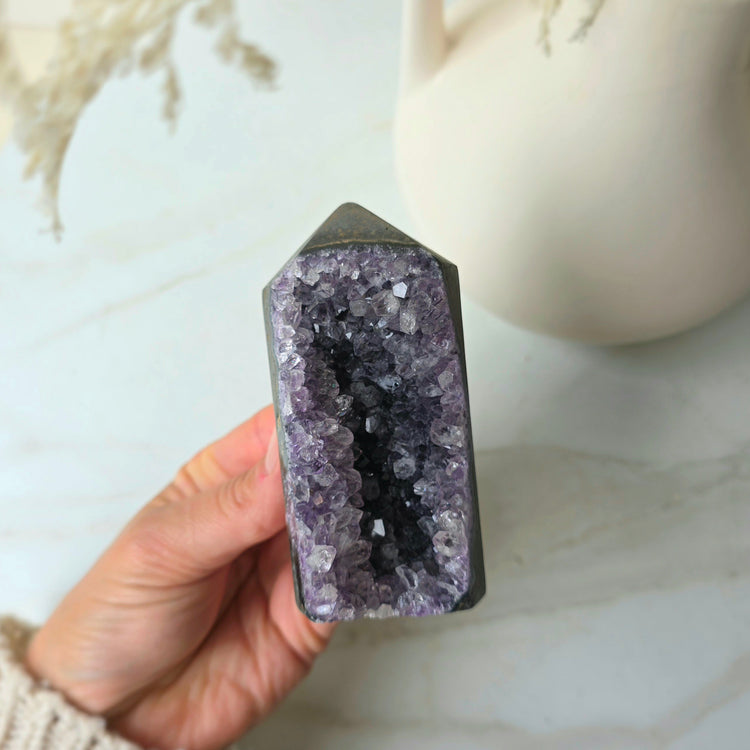 Amethyst Crystal Cluster Tower Point Obelisk Brazil