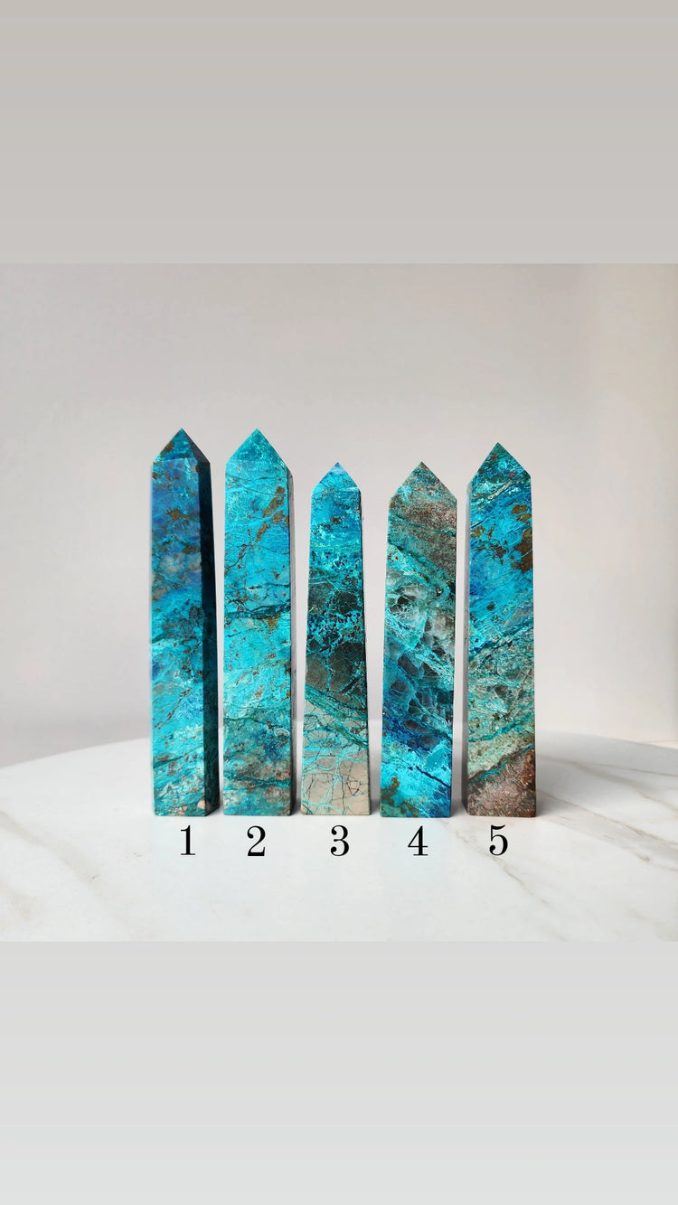 Chrysocolla Crystal Obelisk Tower Large